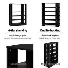 Artiss Shoe Rack 30 Pairs 6-Tier Shelf Black