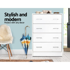 Artiss 4 Chest of Drawers - ANDES White