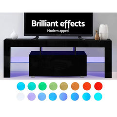 Artiss Entertainment Unit TV Cabinet LED 130cm Black Elo