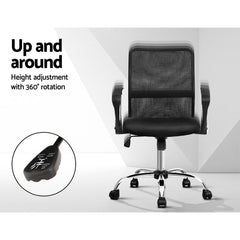 Artiss Mesh Office Chair Mid Back Black