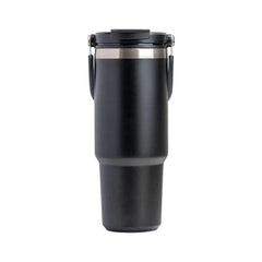 600ML Black Stainless Steel Travel Mug with Leak-proof 2-in-1 Straw and Sip Lid, Vacuum Insulated Coffee Mug for Car, Office, Perfect Gifts, Keeps Liquids Hot or Cold